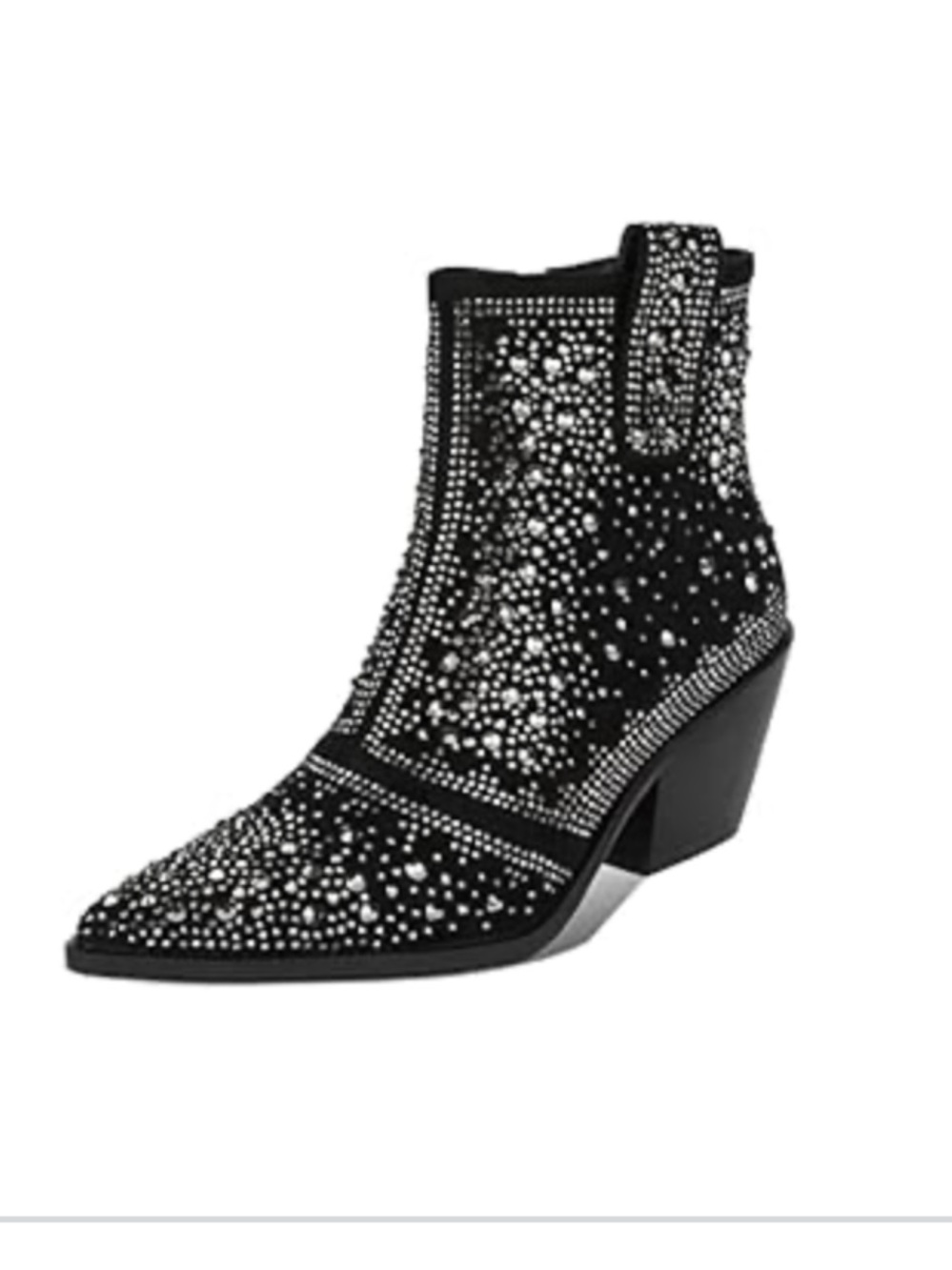 Black Rhinestone Pointed Toe Ankle Boots ✨